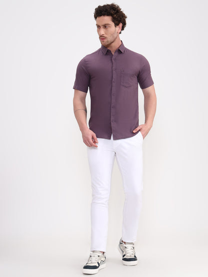 Voilet Solid Slim Fit Casual Shirt | Greenfibre