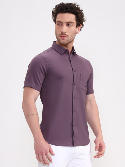 Voilet Solid Slim Fit Casual Shirt | Greenfibre