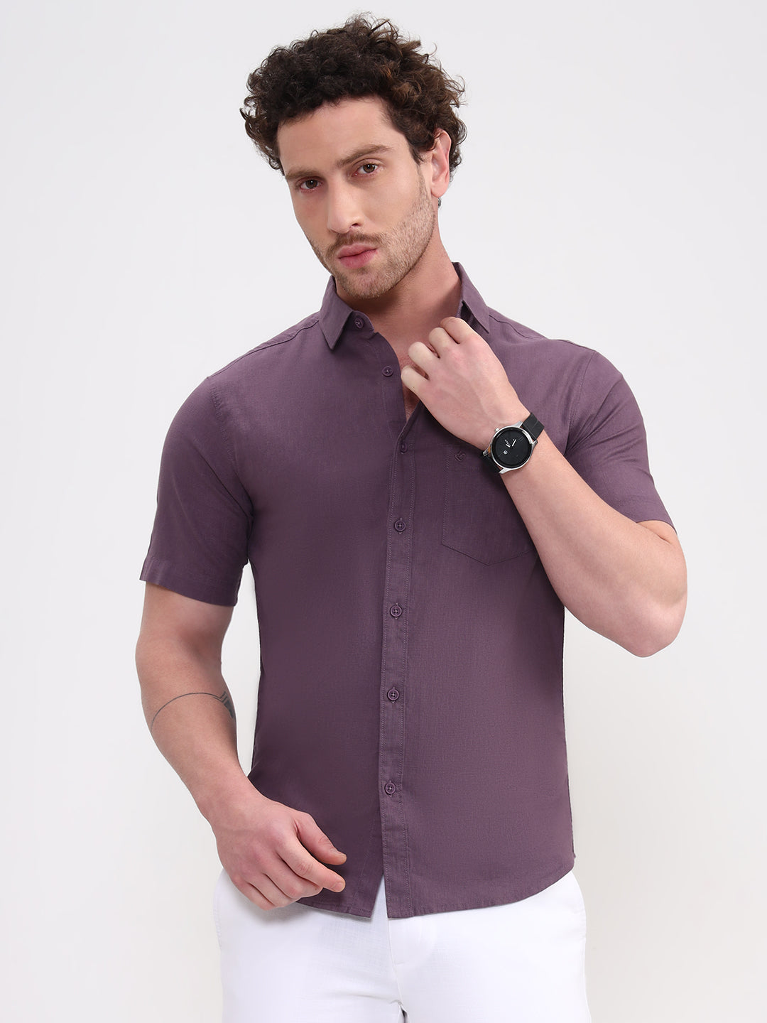Voilet Solid Slim Fit Casual Shirt | Greenfibre