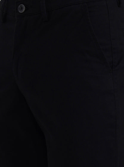 Black Solid Neo Fit Casual Trouser | Greenfibre