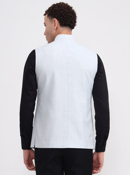 Blue Solid Regular Fit Modi Jacket | JadeBlue