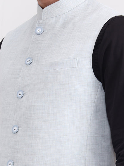Blue Solid Regular Fit Modi Jacket | JadeBlue