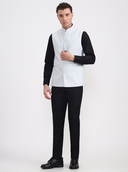Blue Solid Regular Fit Modi Jacket | JadeBlue