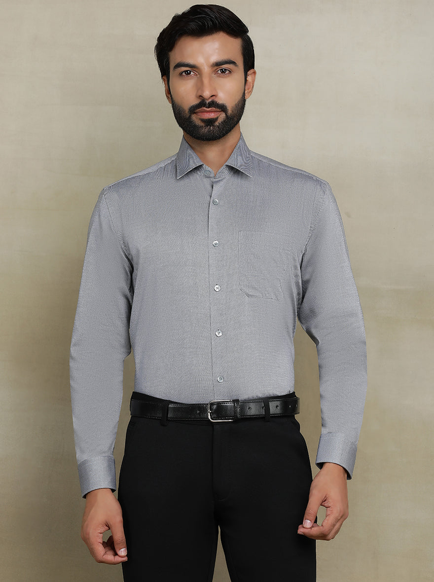 Grey Solid Regular Fit Formal Shirt | JadeBlue