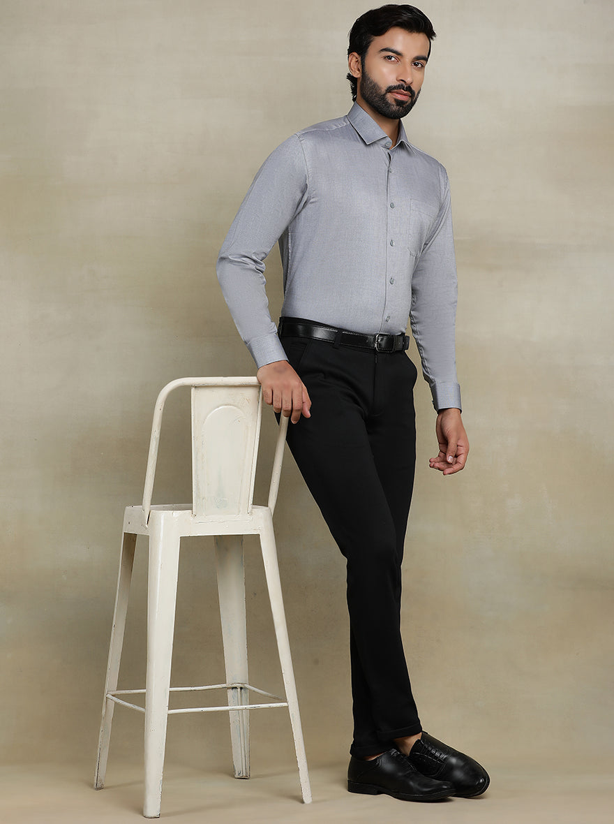 Grey Solid Regular Fit Formal Shirt | JadeBlue