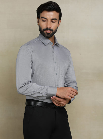 Grey Solid Regular Fit Formal Shirt | JadeBlue