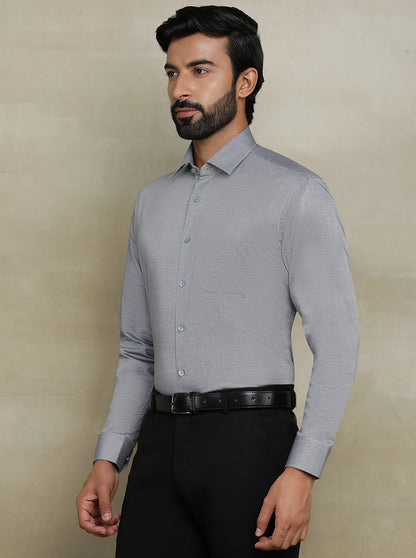 Grey Solid Regular Fit Formal Shirt | JadeBlue