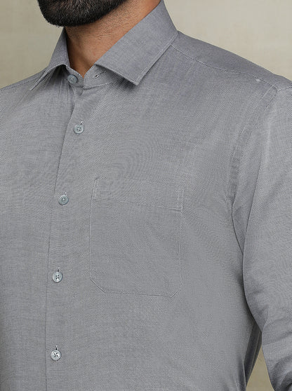Grey Solid Regular Fit Formal Shirt | JadeBlue