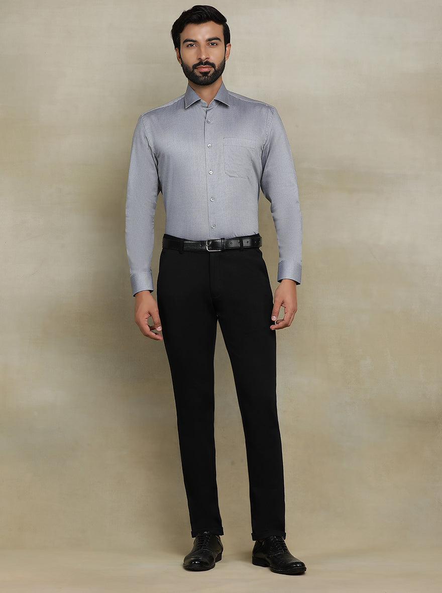 Grey Solid Regular Fit Formal Shirt | JadeBlue