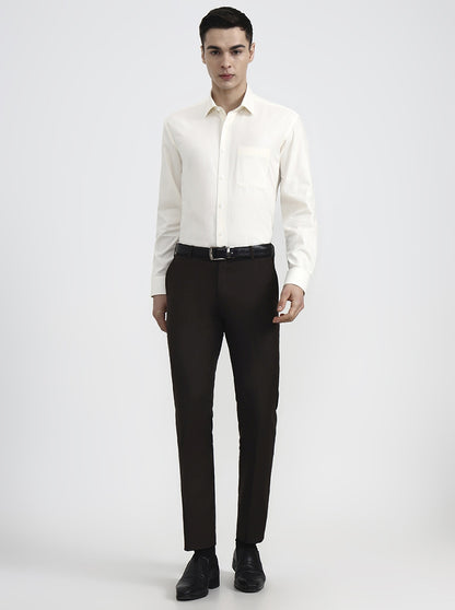 Cream Solid Regular Fit Formal Shirt | JadeBlue