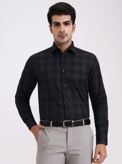 Grey Checked Slim Fit Formal Shirt | Metal
