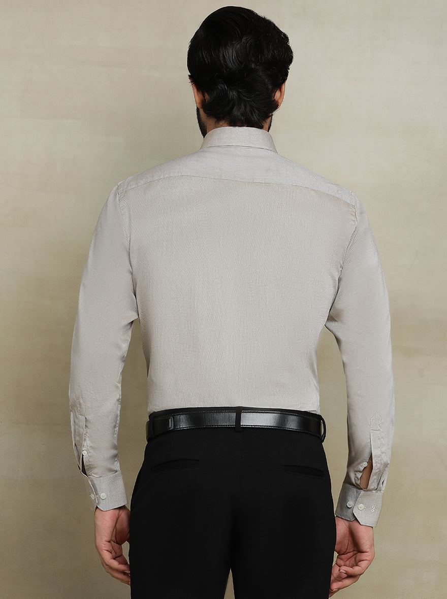 Beige Solid Regular Fit Formal Shirt | JadeBlue
