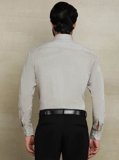 Beige Solid Regular Fit Formal Shirt | JadeBlue
