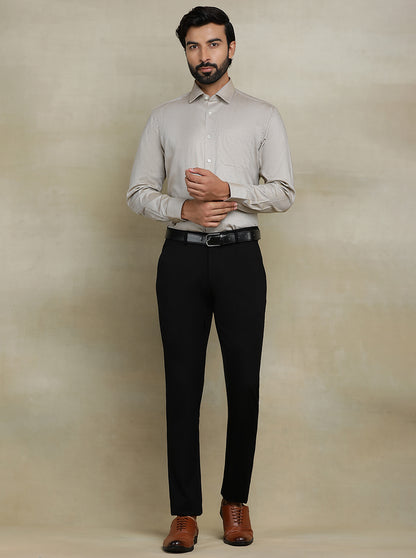 Beige Solid Regular Fit Formal Shirt | JadeBlue