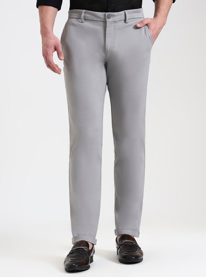 Grey Solid Venice Fit Casual Trouser | JadeBlue