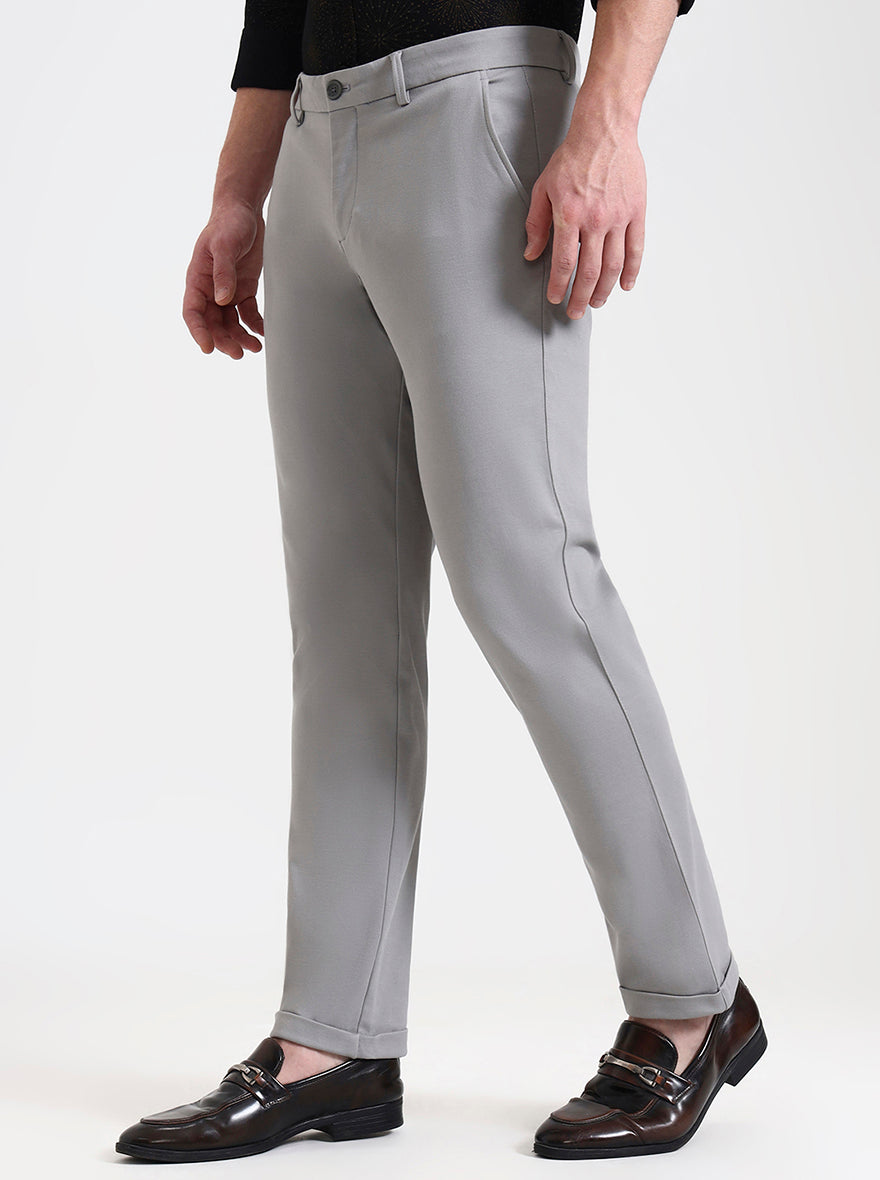 Grey Solid Venice Fit Casual Trouser | JadeBlue