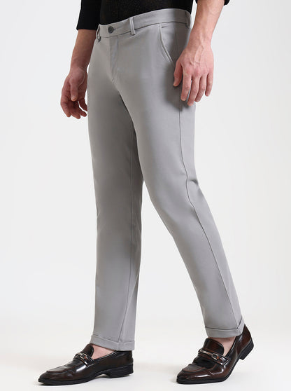 Grey Solid Venice Fit Casual Trouser | JadeBlue