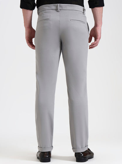Grey Solid Venice Fit Casual Trouser | JadeBlue