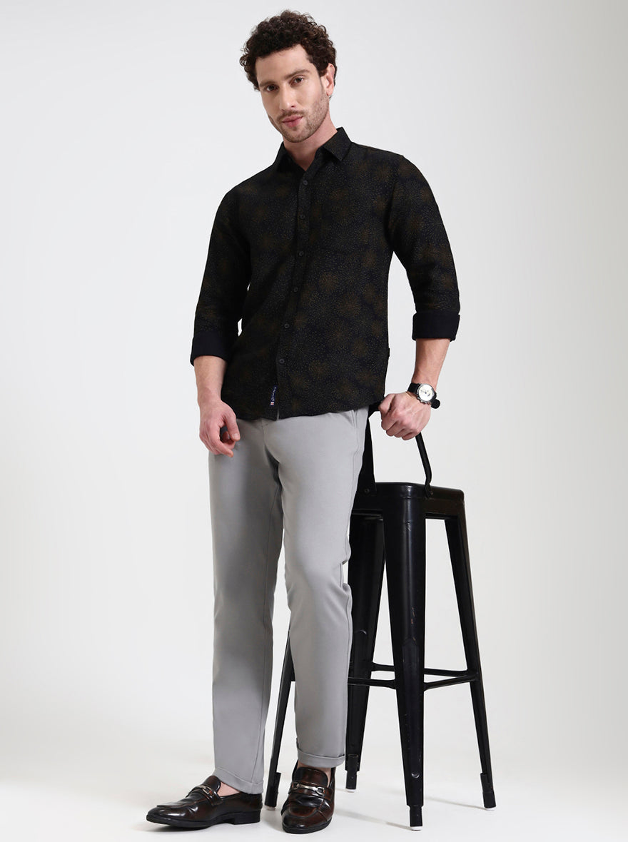Grey Solid Venice Fit Casual Trouser | JadeBlue