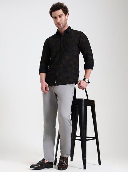 Grey Solid Venice Fit Casual Trouser | JadeBlue