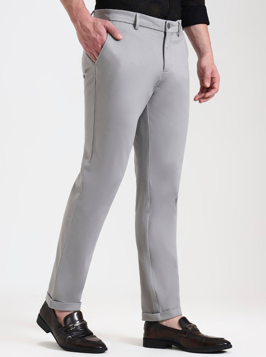 Grey Solid Venice Fit Casual Trouser | JadeBlue
