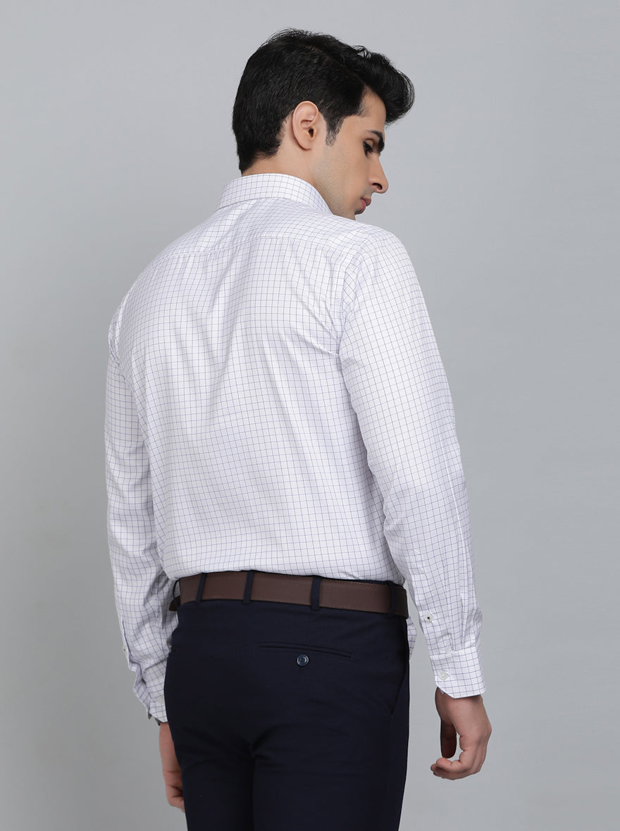 White Checked Regular Fit Formal Shirt | Greenfibre
