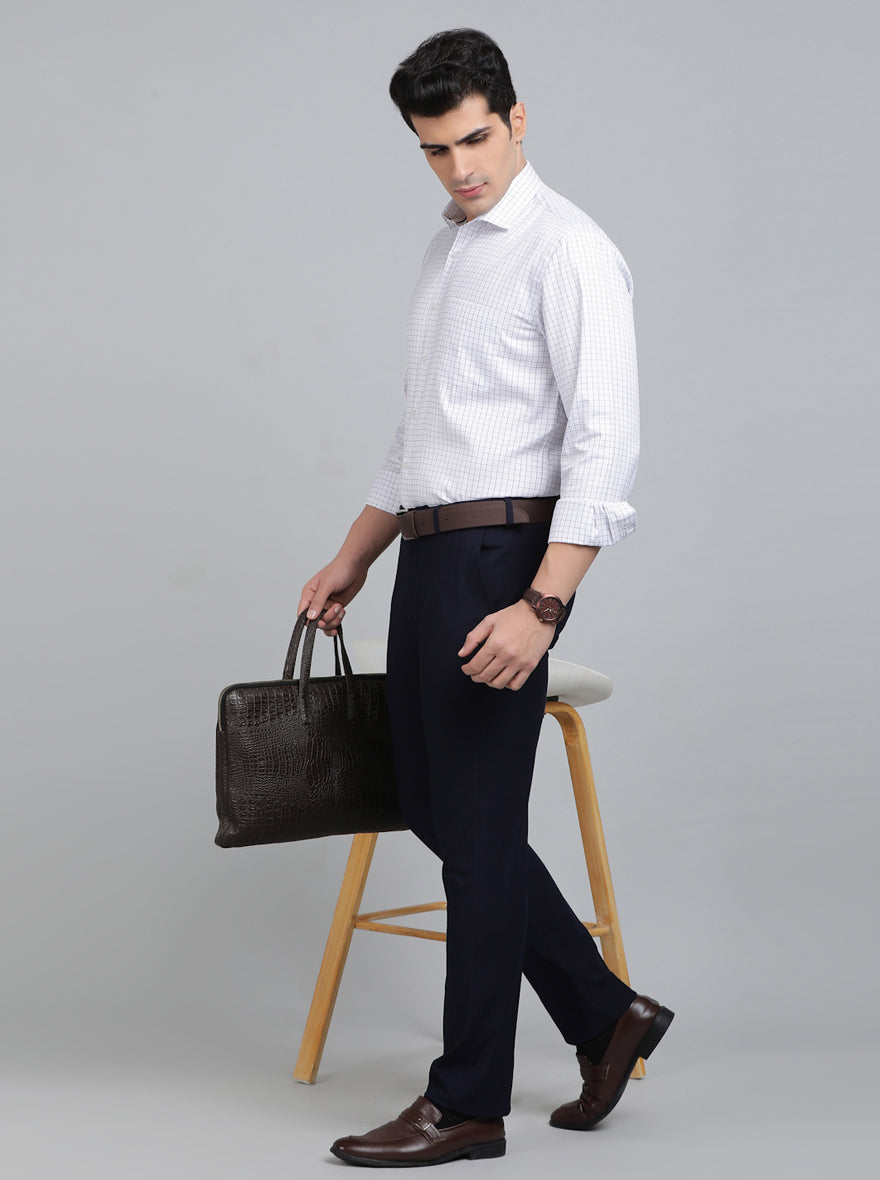 White Checked Regular Fit Formal Shirt | Greenfibre
