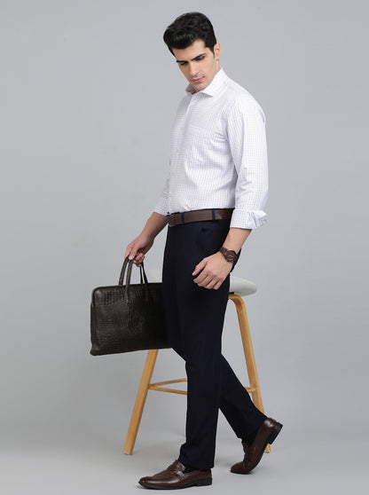 White Checked Regular Fit Formal Shirt | Greenfibre