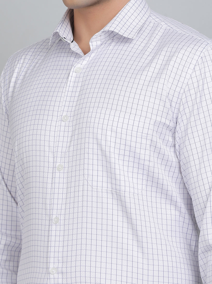 White Checked Regular Fit Formal Shirt | Greenfibre