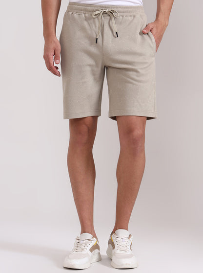 Grey Printed Slim Fit Shorts | JadeBlue