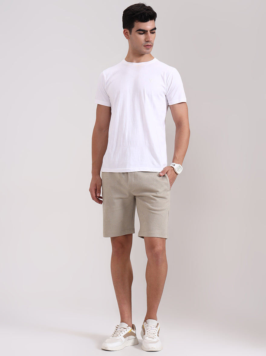 Grey Printed Slim Fit Shorts | JadeBlue