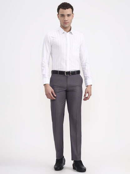 White & Black Striped Slim Fit Formal Shirt | JadeBlue Youth