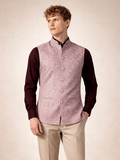 Onion Pink Printed Waistcoat | Wyre
