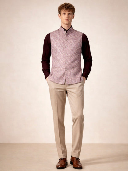 Onion Pink Printed Waistcoat | Wyre