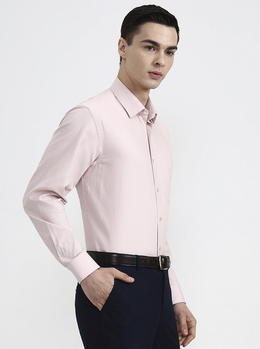 Pink Solid Regular Fit Formal Shirt | JadeBlue