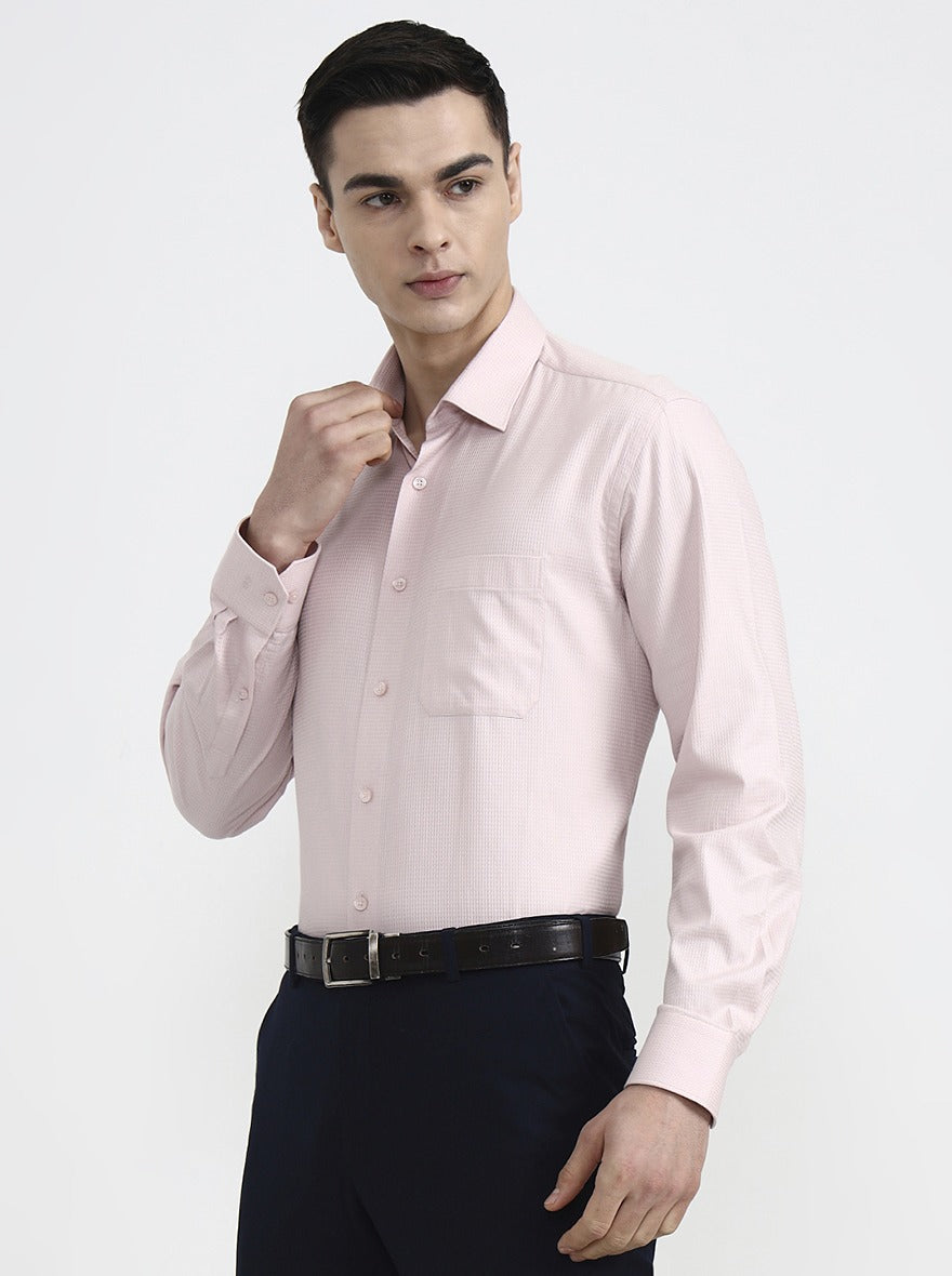 Pink Solid Regular Fit Formal Shirt | JadeBlue
