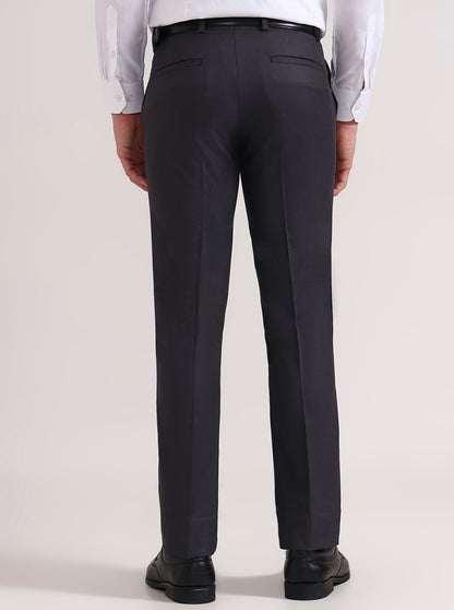 Grey Solid Slim Fit Formal Trouser | Greenfibre