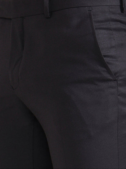 Grey Solid Slim Fit Formal Trouser | Greenfibre