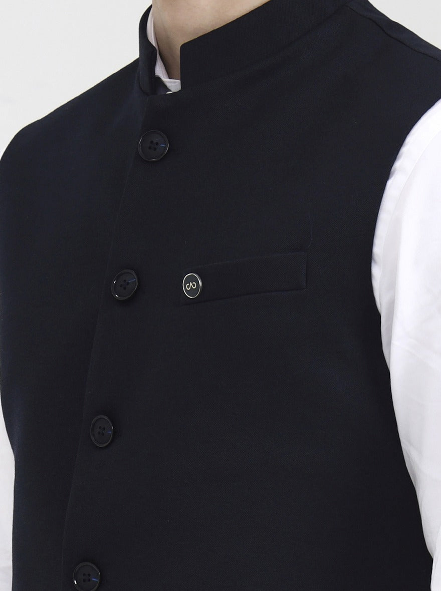 Blue Solid Regular Fit Waistcoat | Wyre