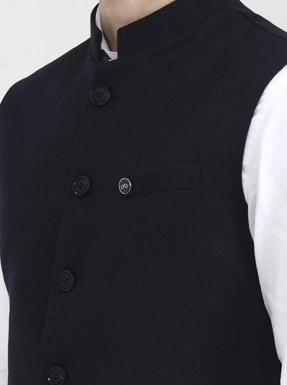 Blue Solid Regular Fit Waistcoat | Wyre