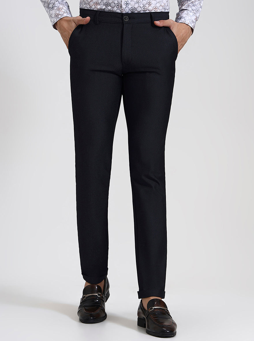 Blue Solid Slim Fit Club Wear Trouser | Wyre