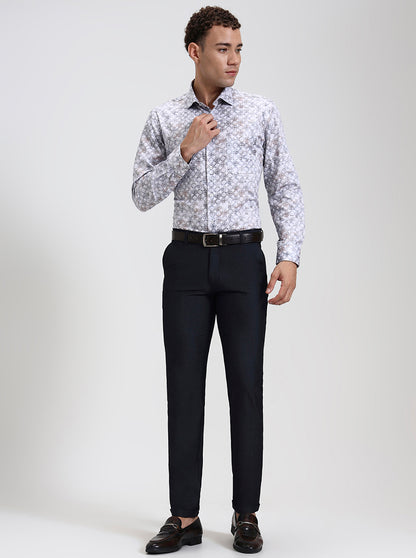 Blue Solid Slim Fit Club Wear Trouser | Wyre