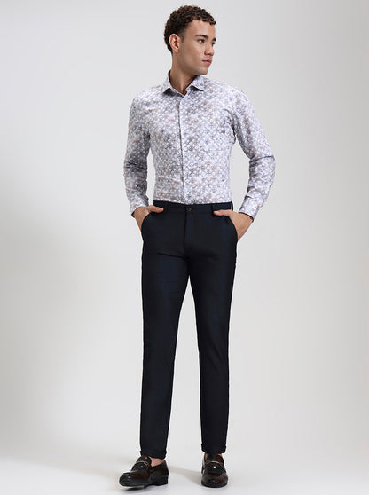 Blue Solid Slim Fit Club Wear Trouser | Wyre