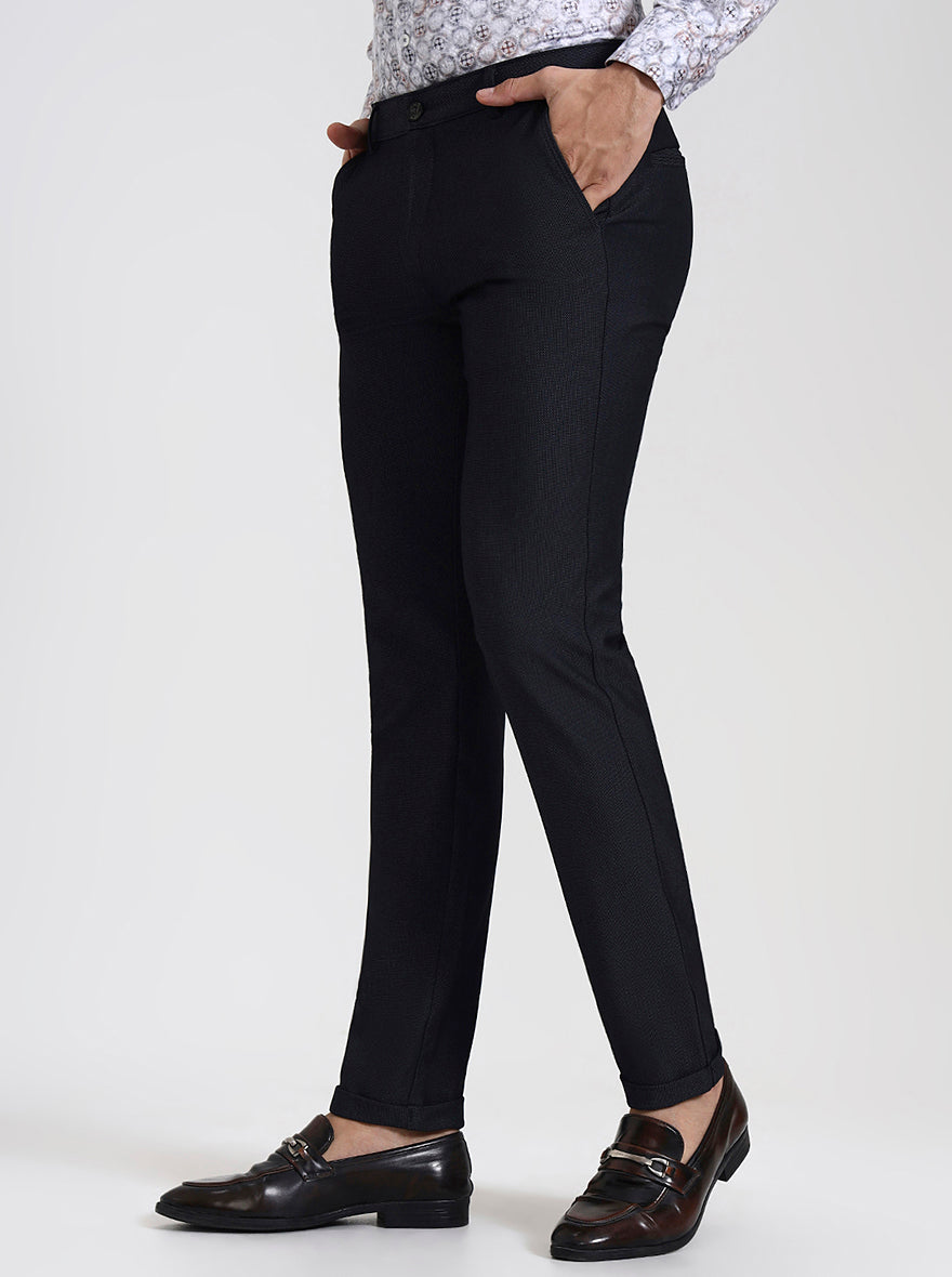 Blue Solid Slim Fit Club Wear Trouser | Wyre