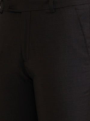 Brown Solid Super Slim Fit Formal Trouser | Greenfibre