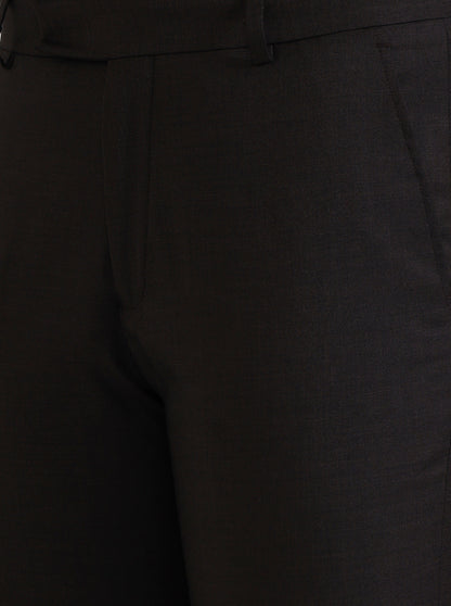 Brown Solid Super Slim Fit Formal Trouser | Greenfibre