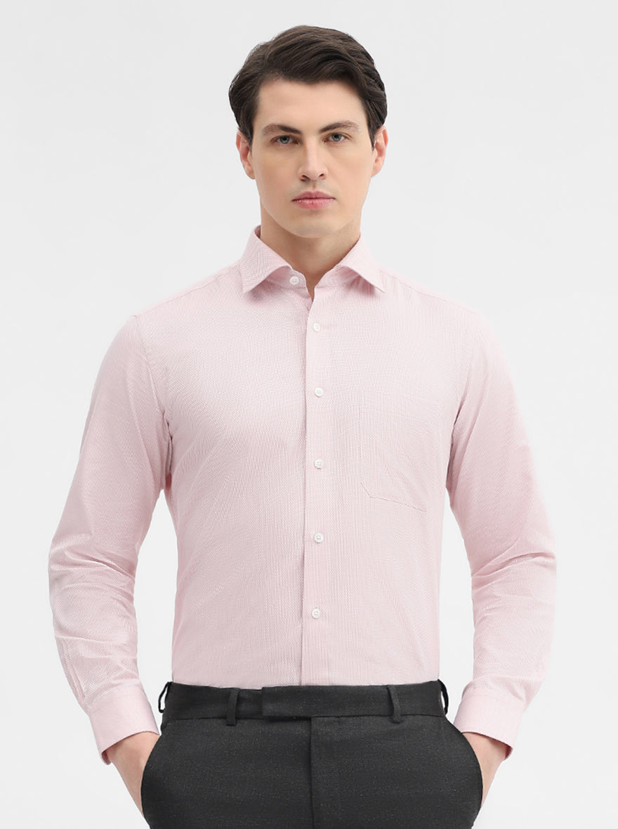 Pink Solid Slim Fit Formal Shirt | Metal