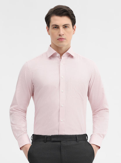 Pink Solid Slim Fit Formal Shirt | Metal