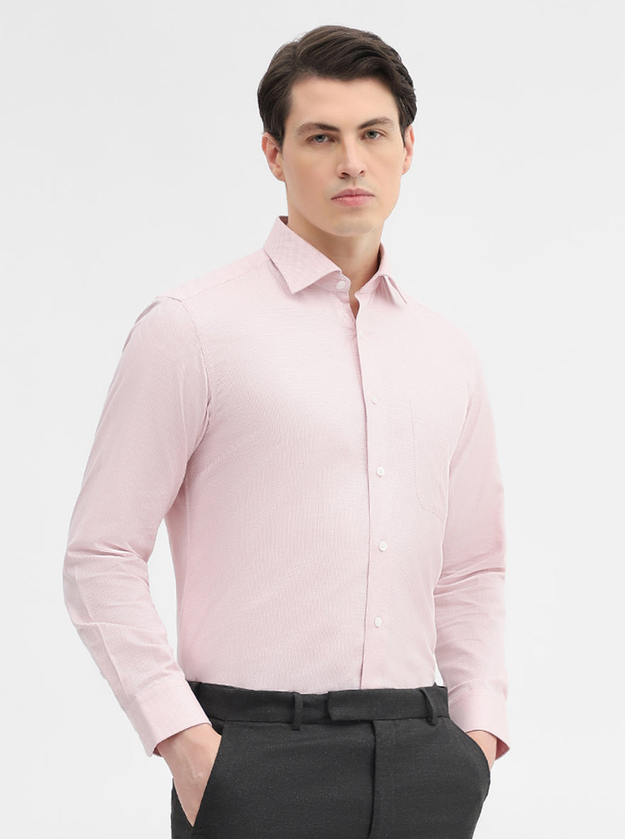 Pink Solid Slim Fit Formal Shirt | Metal
