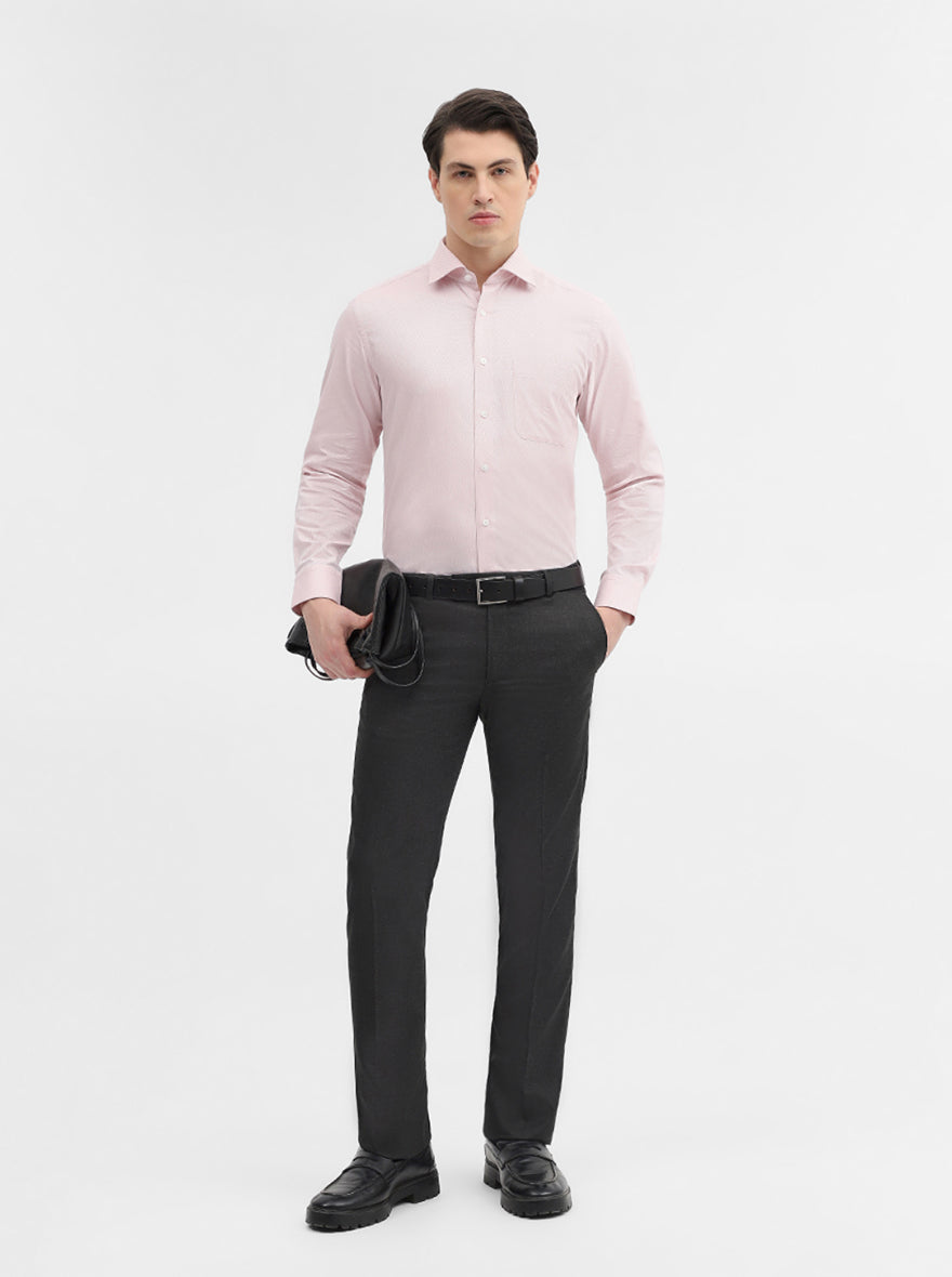 Pink Solid Slim Fit Formal Shirt | Metal